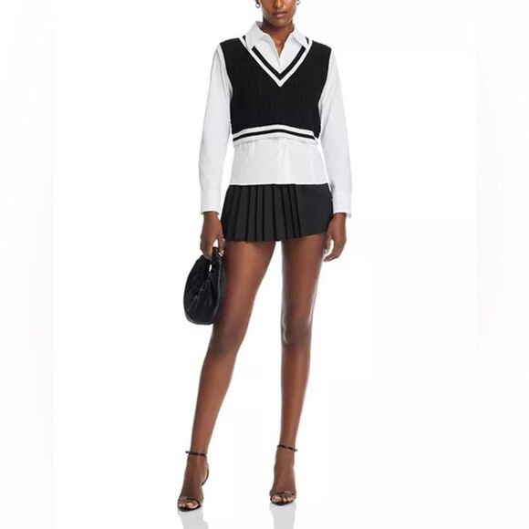 Alice + Olivia Orly Sweater Black Vest White Size S - Picture 5 of 10